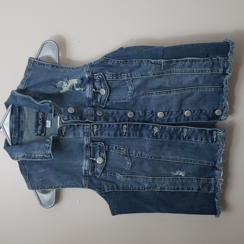 Maurices distressed jean jacket vest hidden inside pockets